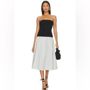 WEWOREWHAT Strapless Midi Dress Black and Grey Revolve